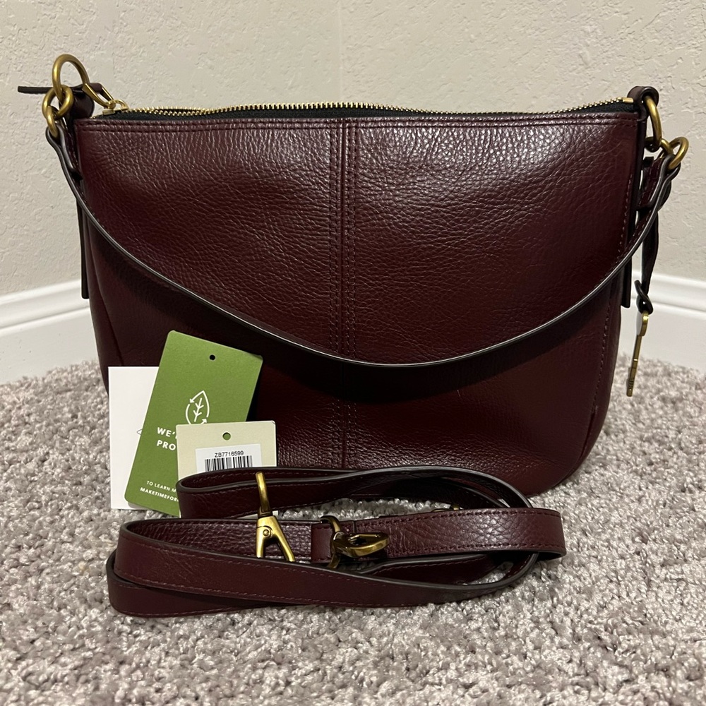 NWT Fossil Jolie convertible Crossbody Shoulder bag in Claret Red